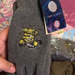 WSU Gray Fleece Gloves with Embroidered Logo